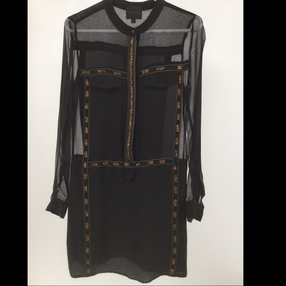 ARYN K Small Black Sheer Dress W/ Woven Inserts - Picture 3 of 15